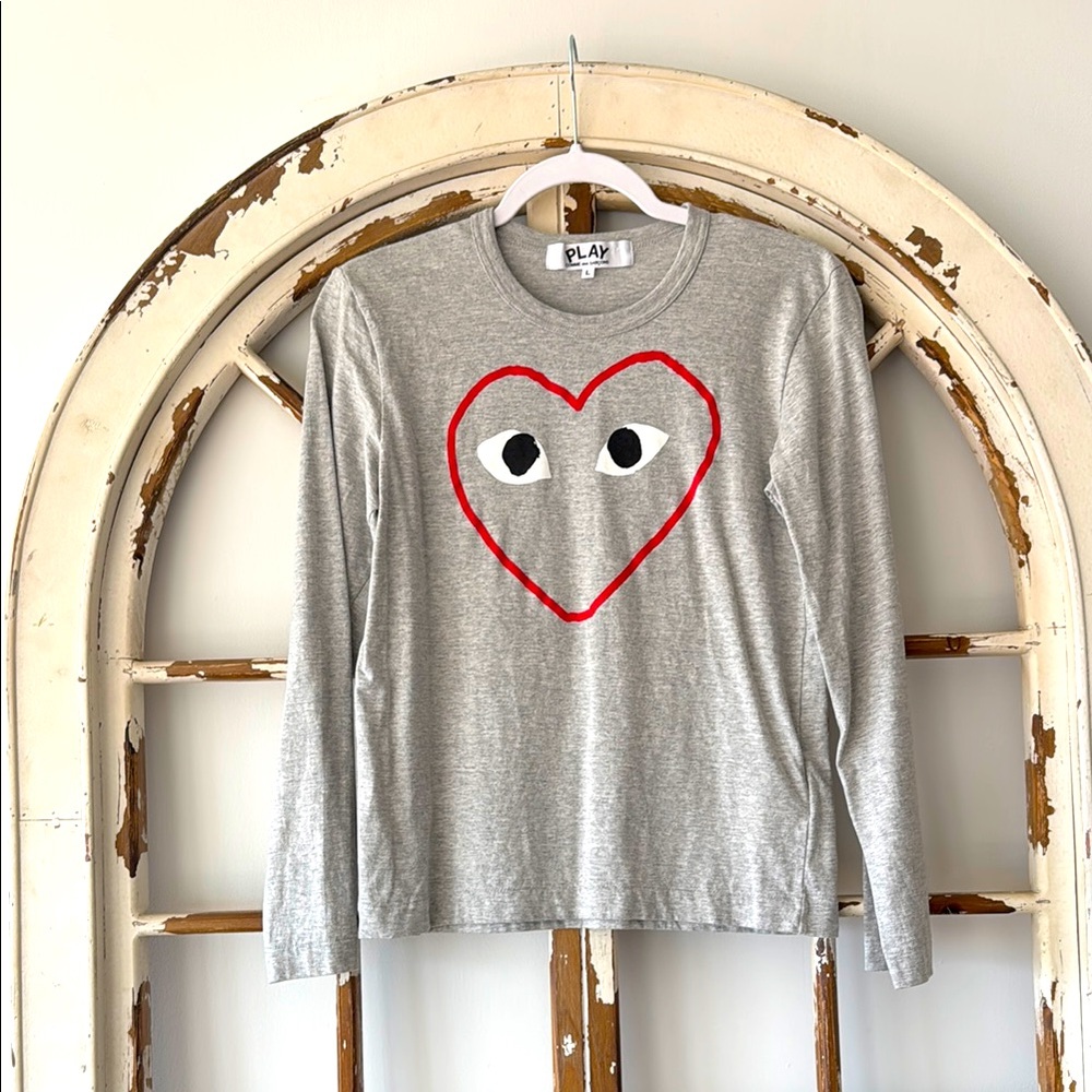 PLAY COMME Des GARÇONS Kids Gray Heart Shirt L